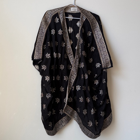 Handmade Tops - ⭐️ 22. Handmade kimono -BLACK- Jaquard Chiffon Upcycle Cover Up
